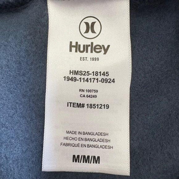 Hurley Men’s Fleece Joggers/Pants, Blue, Medium NWT - Picture 13 of 15